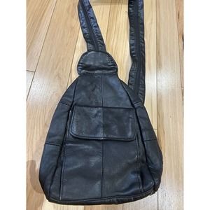 Genuine Leather Large Chest Bag/ Backpack Black